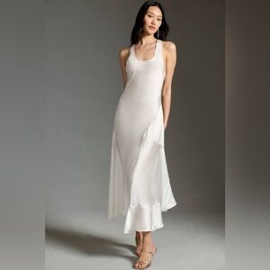 Anthropologie Seamed Silk Midi Dress L